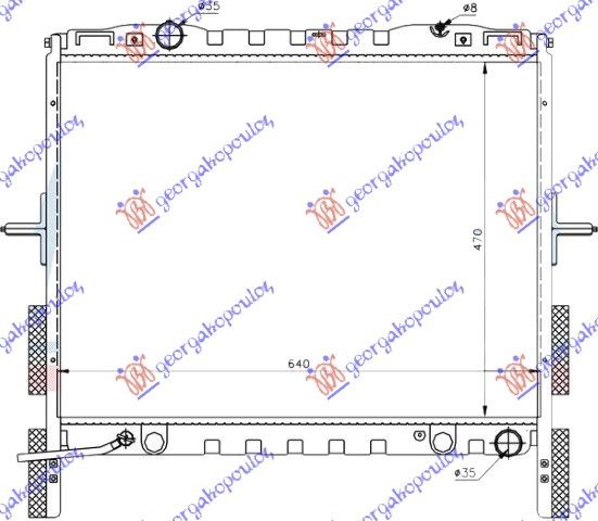 Hladnjak motora 2.5 crdi +/- klima ručni -06 (46.5X62.8) cijev 8mm doowon tip