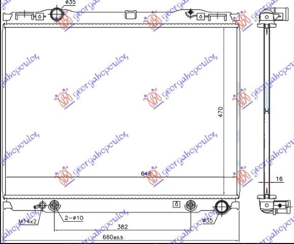Hladnjak motora 2.5 crdi +/- klima automatski -06 (46.5X62.8) cijev 8mm doowon tip