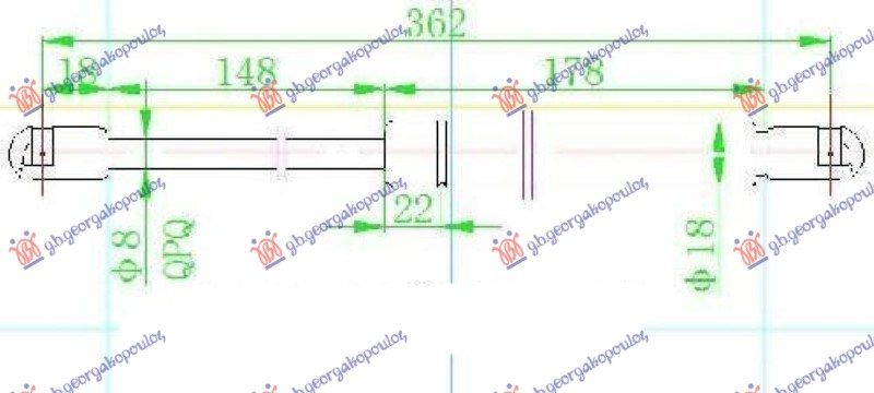 Amortizer gepek stakla (362L-100N)