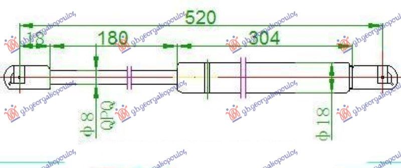 Amortizer gepek vrata liftback (520L-665N)