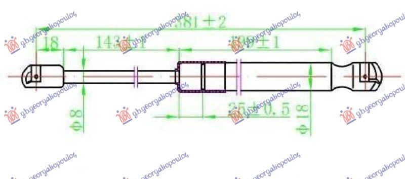 Amortizer gepek stakla (385L-140N)