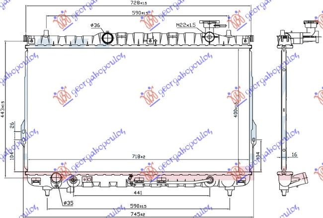 Hladnjak motora 2.4 16v – 2.7 v6 +/- klima automatski (72X40)