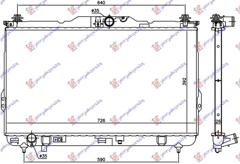 Hladnjak motora 2.0 crdi +/- klima ručni (72.6X39.2) cijev 8mm