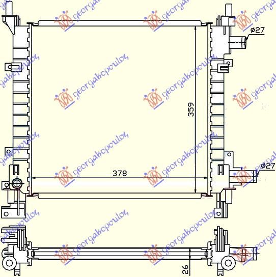Hladnjak motora benzin +a/c (38X36) (MAHLE BEHR)