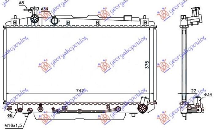 Hladnjak motora 2.0 16v (37.5X73.8X16) automatik (KOYO)