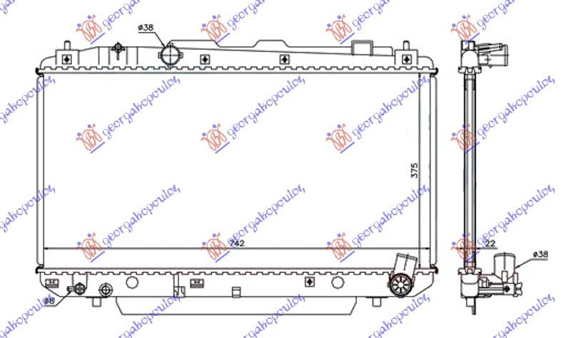 Hladnjak motora 2.0 d4d +/- klima (37,5X73,8X25)