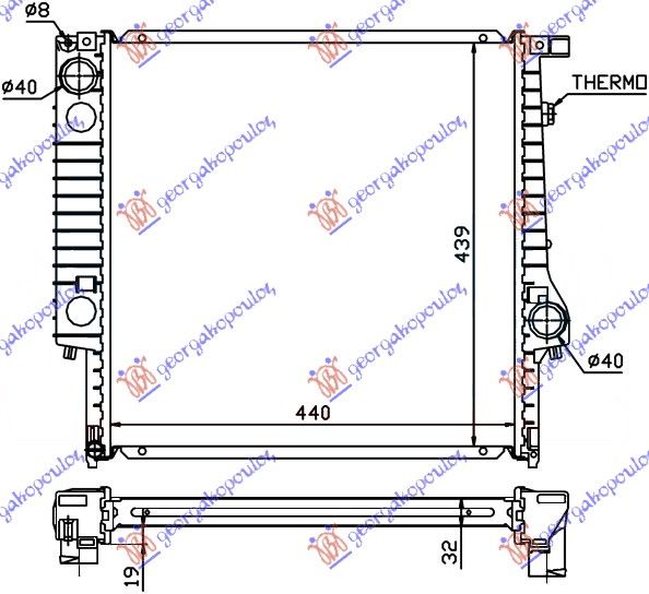 Hladnjak motora 2.0 / 2.5 benzin 6 cilindara (44X44X32)