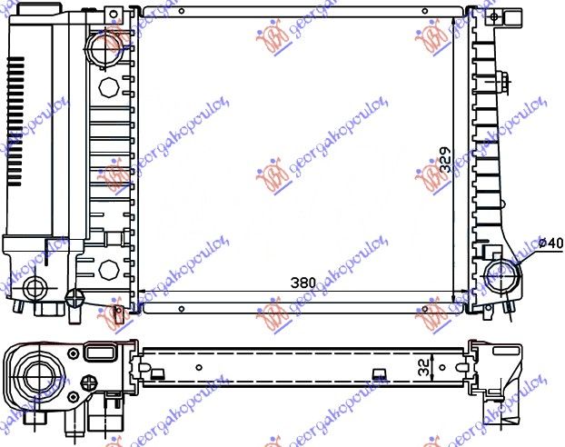 Hladnjak motora 1.6-1.8 m40 (38X32,8) (MAHLE BEHR PREMIUM LINE)