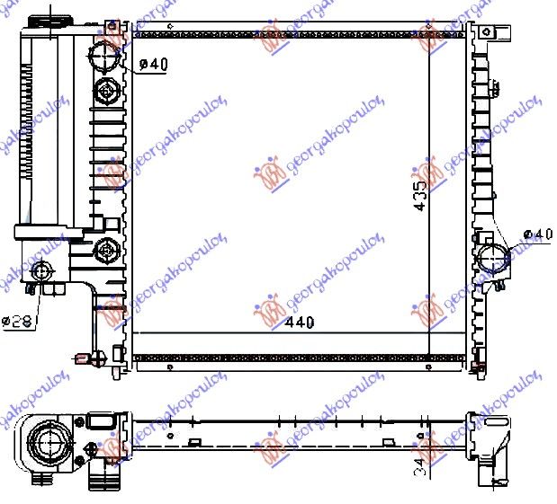 Hladnjak motora svi modeli benzin automatski +/- klima (440X440X32) (LEMNI) (MAHLE BEHR)