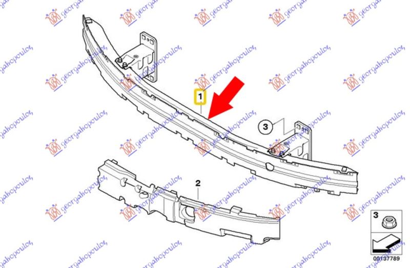 Šina prednjeg branika (M5) aluminij