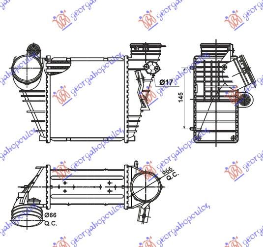 Hladnjak interkulera 1.9 tdi dizel (183X190X85) motor (ASZ) quick fit