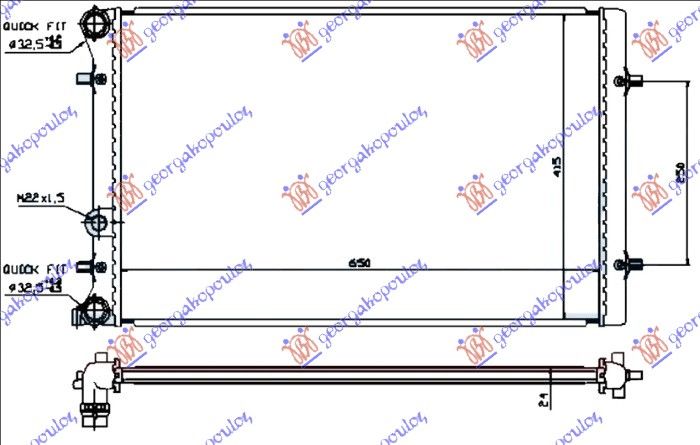 Hladnjak motora svi modeli benzin/dizel ručni/auto +/- klima (650X415X25) (MAHLE BEHR)