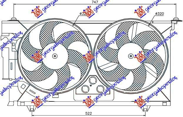 Ventilator hladnjaka komplet dupli +a/c benzin
