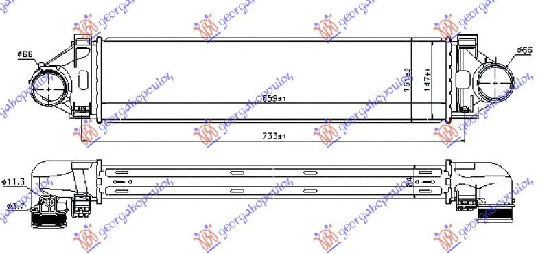 Hladnjak interkulera 3.0 (T6) benzin – 2.0d / 2.4d4 automat / 2.4d5 dizel (660X145X64)
