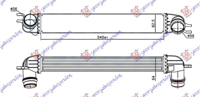 Intercooler 1.6-2.0 d dizel (540X85X64) quick fit