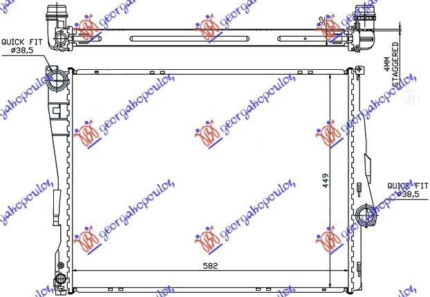 Hladnjak motora benzin-dizel manual (580X450X32) (LEMLJEN SPOJ) (MAHLE BEHR PREMIUM LINE)