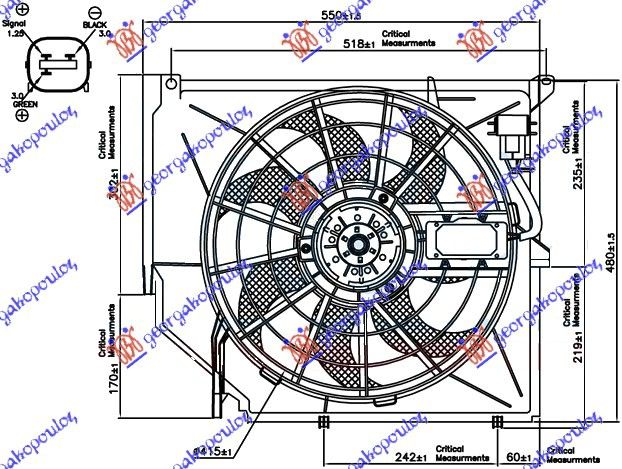 Ventilator hladnjaka komplet benzin (S UPRAVLJAČKOM JEDINICOM)