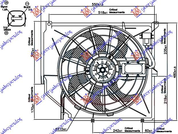 Ventilator hladnjaka komplet benzin (S UPRAVLJAČKOM JEDINICOM) (MAHLE BEHR)