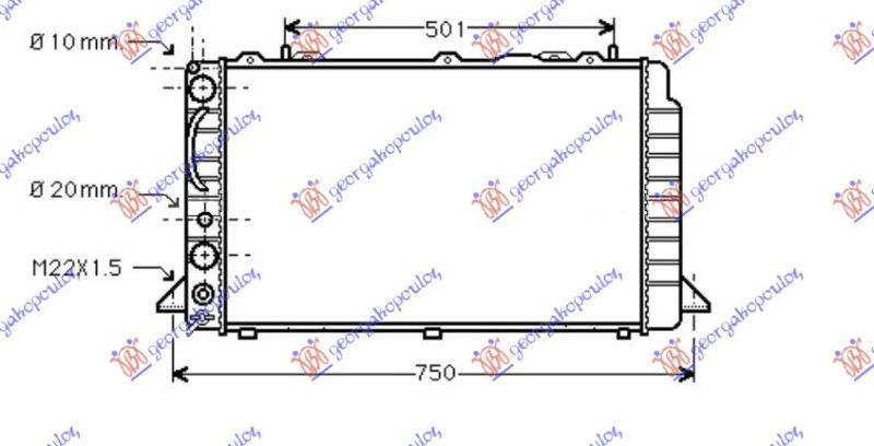 Hladnjak motora 1.6/2.0 benzin / 1.9 tdi (59.6X35.8X44)
