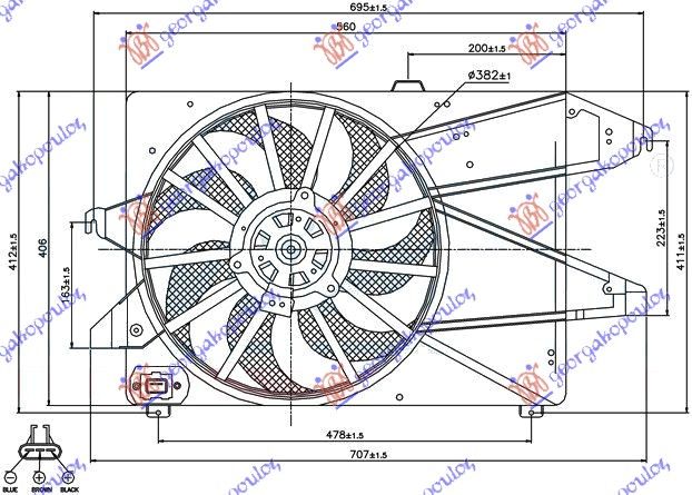 Ventilator hladnjaka komplet (1.8/2.0 BENZIN) -02