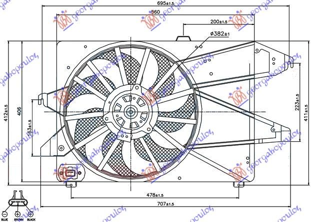 Ventilator hladnjaka komplet (1.8/2.0 BENZIN) 02-07