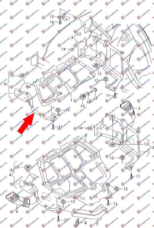 Zaštita ispod motora bočna plastična
