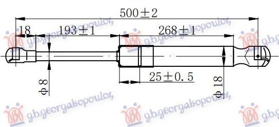 Amortizer gepek vrata 00- (500L-470N)