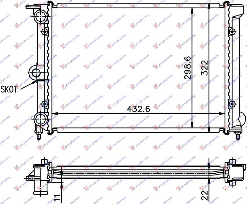 Hladnjak motora 1.0–1.3 (43X32) (VALEO CLASSIC)