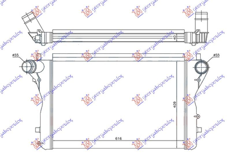Hladnjak interkulera 2.0 tfsi (TTS) (610X410X40) φ55 potpuno aluminijski