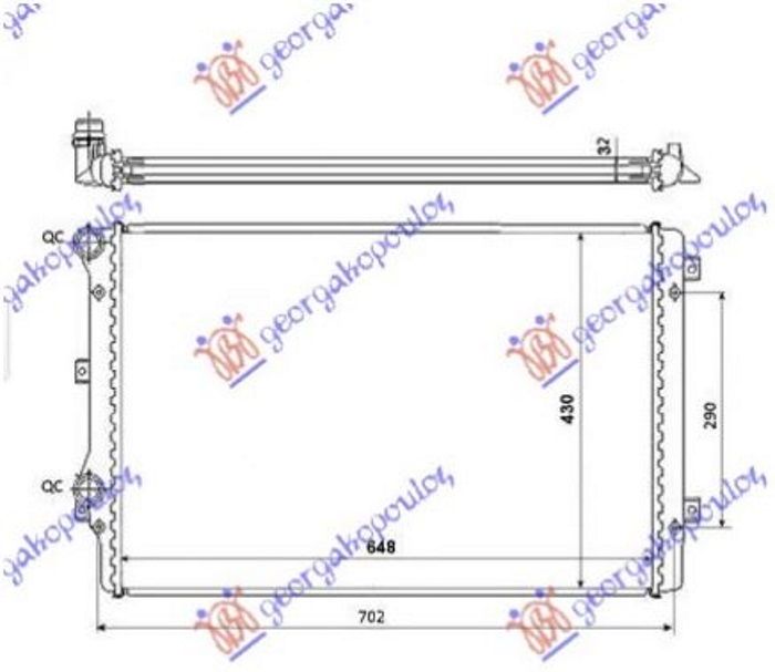 Hladnjak motora 1.6/2.0/2.5 fsi (MAN/AUTO) (+/-AC) (65X41.6)