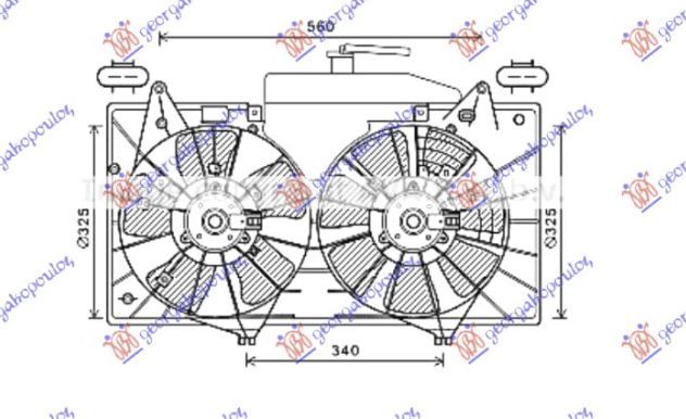 Ventilator hladnjaka komplet dvojni 2.0 benzin automatski (320 / 320 MM) (4+4 PINA)