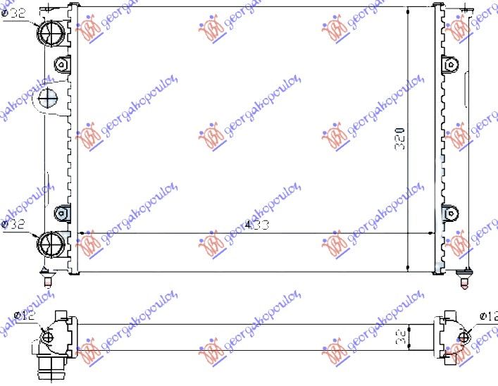Hladnjak motora 1.4-1.6 (43X32) (MAHLE BEHR)