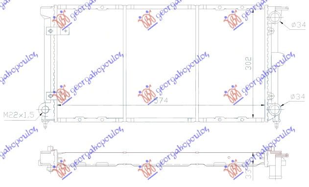 Hladnjak motora 1.5–1.6–1.8 benzin/1.6 dizel (57X32X34) (MAHLE BEHR)