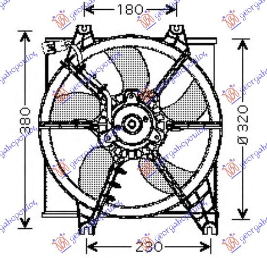 Ventilator komplet (BENZIN) (330MM) (2 PIN)
