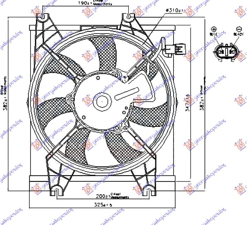 Ventilator klime komplet (BENZIN) (310M) (2 PIN)