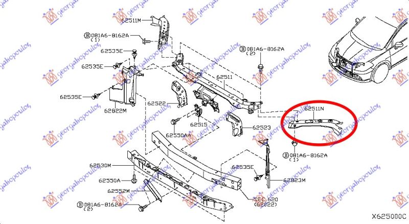 Nosač fara horizontalni metalni