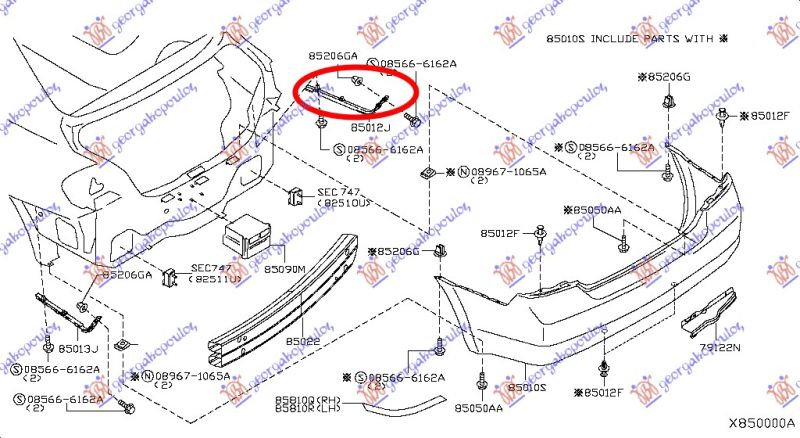 Nosač stražnjeg branika bočni plastični (SEDAN)