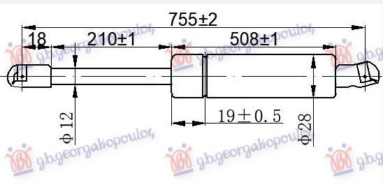 Amortizer gepek vrata (MULTIVAN) (755L-1130N)