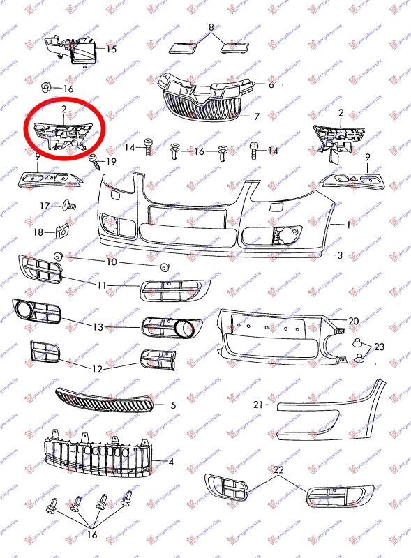 Nosač prednjeg branika bočni plastični
