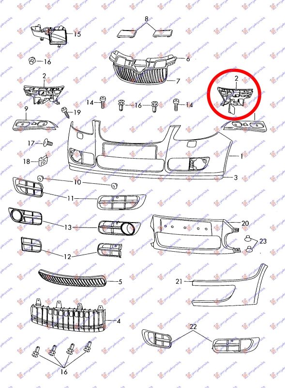 Nosač prednjeg branika bočni plastični
