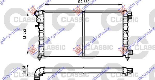 Hladnjak motora 1.5 dizel (53X29,7) (VALEO CLASSIC)