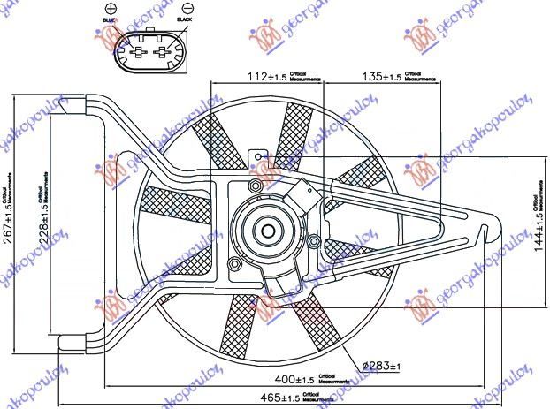 Ventilator hladnjaka komplet (BENZIN) (-AC)