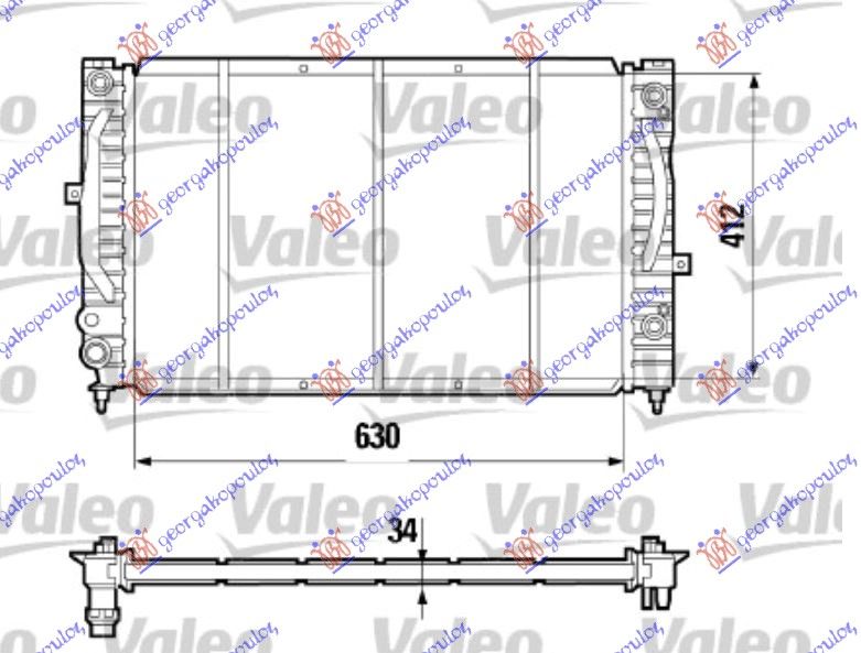 Hladnjak motora benzin / 1.9 tdi dizel (AUTOMATSKI) (+/-AC) (63X41) (VALEO CLASSIC)