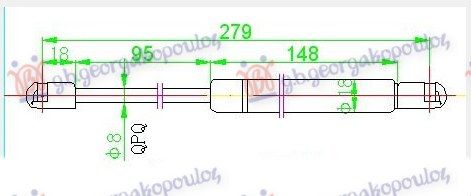Amortizer gepek vrata 4 vrata (279L-490N)