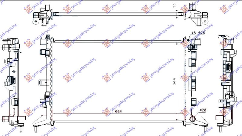 Hladnjak motora 1.6i 16v – 2.0i 16v benzin – 2.0 dci dizel (67X41.7X26) (MAHLE BEHR)