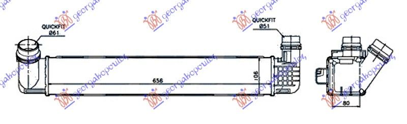 Hladnjak interkulera 2.0 tce benzin – 1.6-1.9 dci dizel (650X105X76)