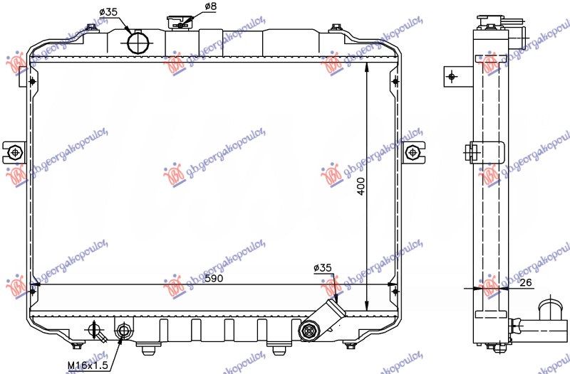 Hladnjak motora 2.4 benzin (400X590X26)