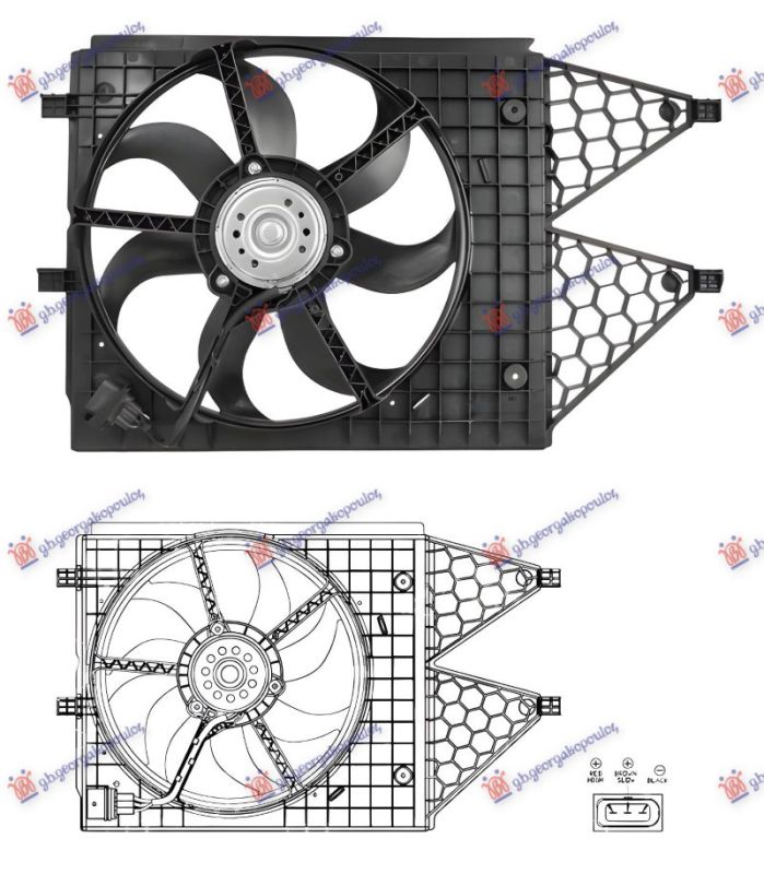 Sklop ventilatora za hlađenje 1.2-1.4-1.6 benzinski - 1.6-1.9 dizel