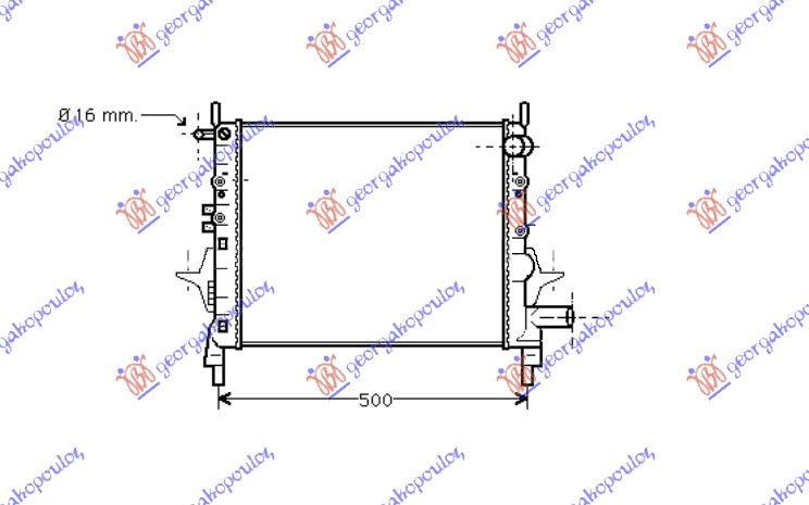 Hladnjak motora 1.1 cc 8v-1.2 cc 16v (43X37,7) bez klime (VALEO CLASSIC)