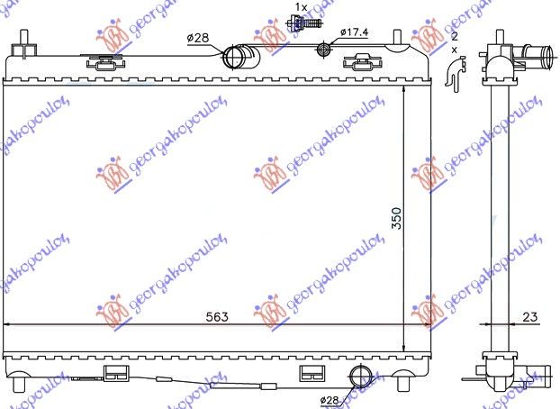 Hladnjak motora 1.4 benzin ručni +/- klima (56X35.5)